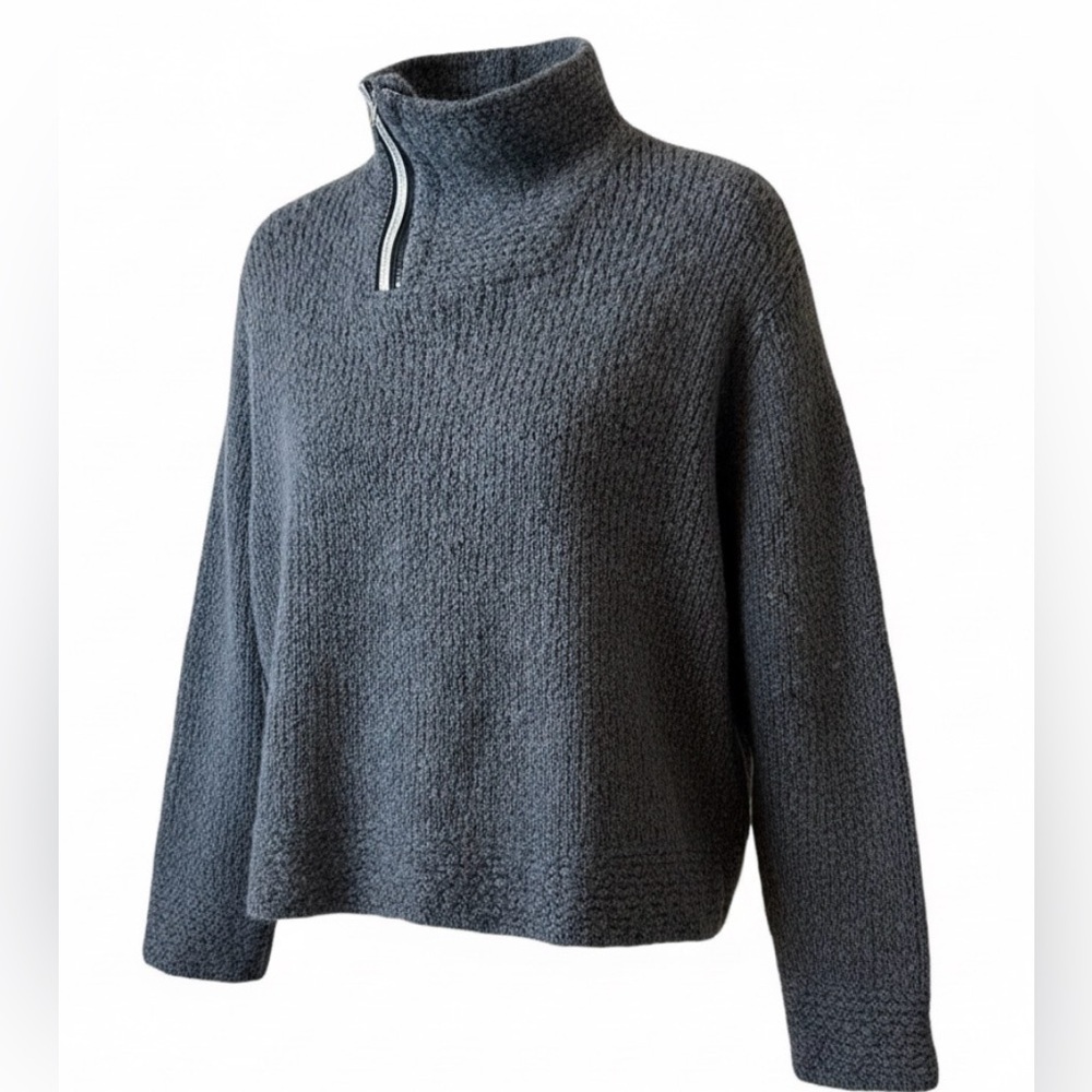 AMS Pure Zippered High Neck Wool Knit Sweater - Picture 3 of 15